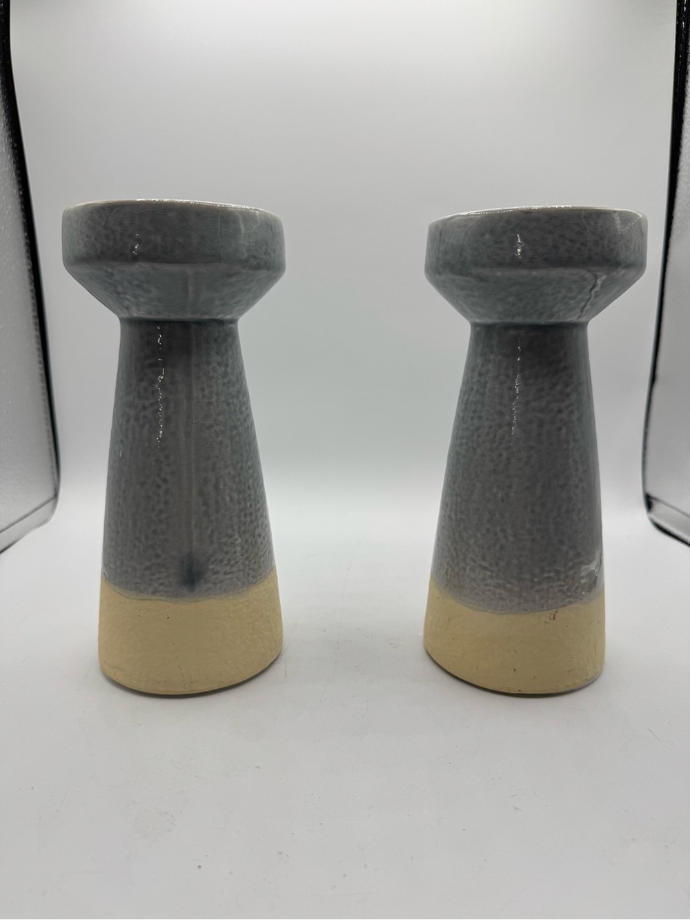 Blue Ceramic Pillar Taper Candle Holder